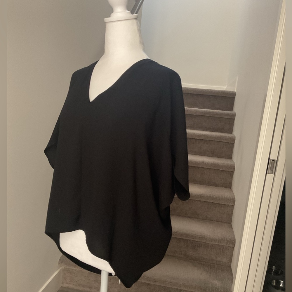 **All Saints ** V Neck Poncho/cape Black Hi-low Blouse . - Picture 3 of 10